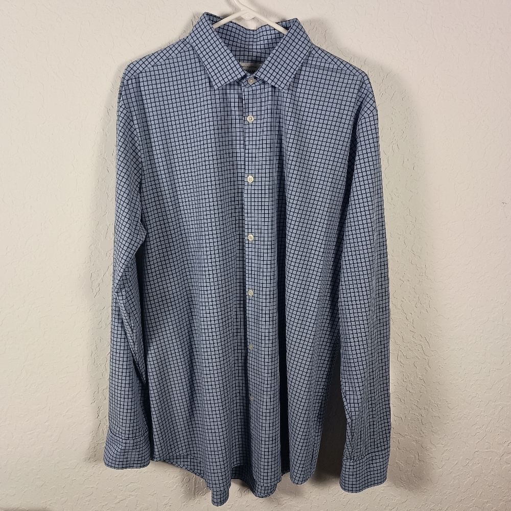 MIZZEN+MAIN Leeward Collection Mens L Blue Striped Button Down Shirt - Picture 2 of 9